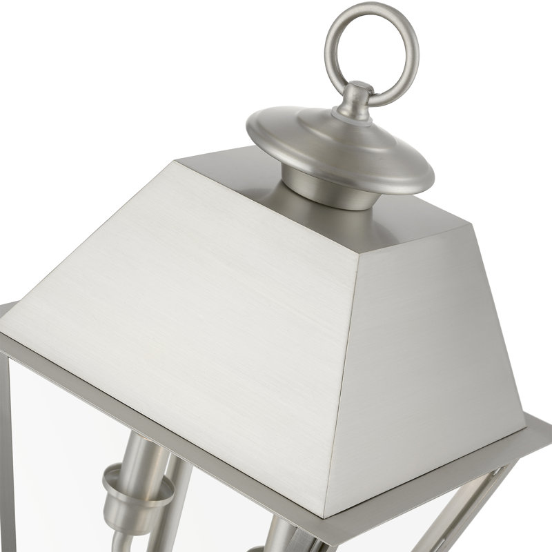 Tête de lanterne câblée à 2 lumières H 17,5 po Houlihan, Nickel brossé