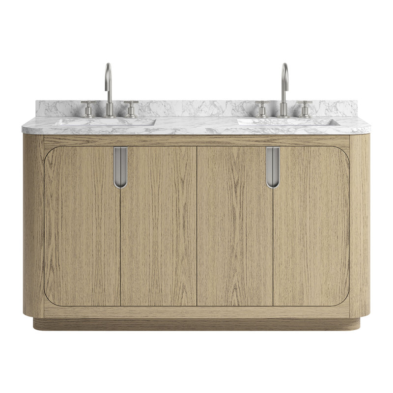 Corbin 30" Freestanding Single Bathroom Vanity with Carrara Marble Top, Ebony Oak, 60" W, Carrara Marble