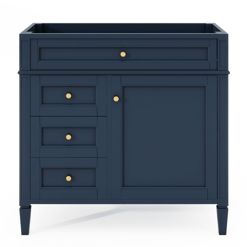 Meuble-lavabo de 36 po sans lavabo supérieur, armoire de rangement moderne avec 2 tiroirs et un tiroir basculant, structure en bois massif (n'inclut pas le lavabo)