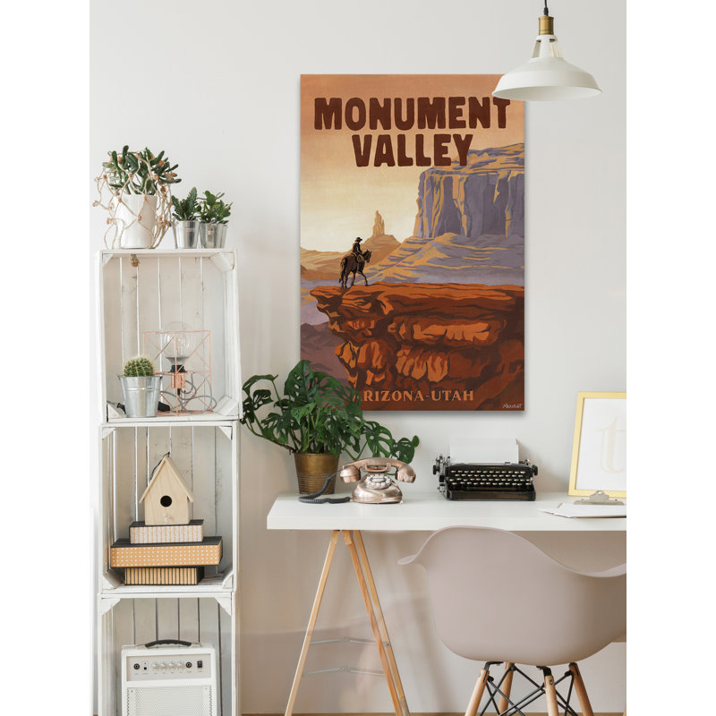 Monument Valley - Reproduction de publicité sur toile tendue, H 12 po x l 8 po x P 1,5 po