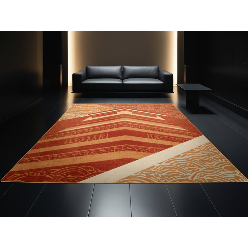 Machine Washable Pelico Chichen Itza Global Inspired Oriental Rug in Brown – LightBrown Binding, 6x9