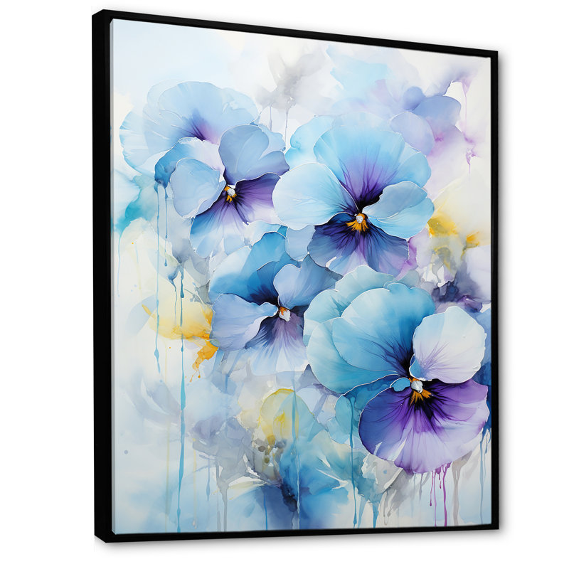 Bouquet d'harmonies bleues et mauves Blossum, Cadre flottant noir, H 40 po x l 30 po x P 1,5 po