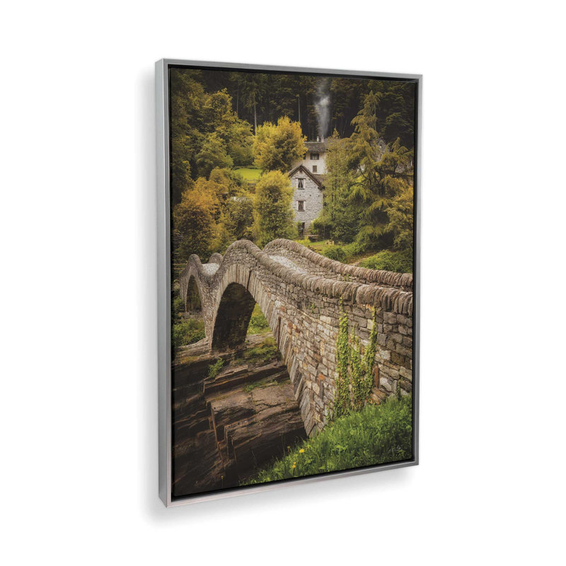 «The ancien pont» par Martin Podt, reproduction d'art, Toile avec cadre, Argent, L 32 po x H 48 po