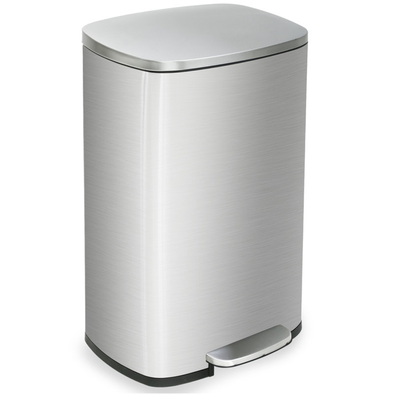 13 Gallon Silver Stainless Steel Pedal Trash Can