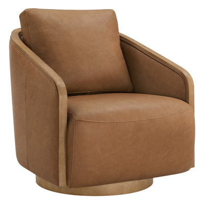 Nieve Hinnant 32'' Wide Upholstered Swivel Barrel Chair