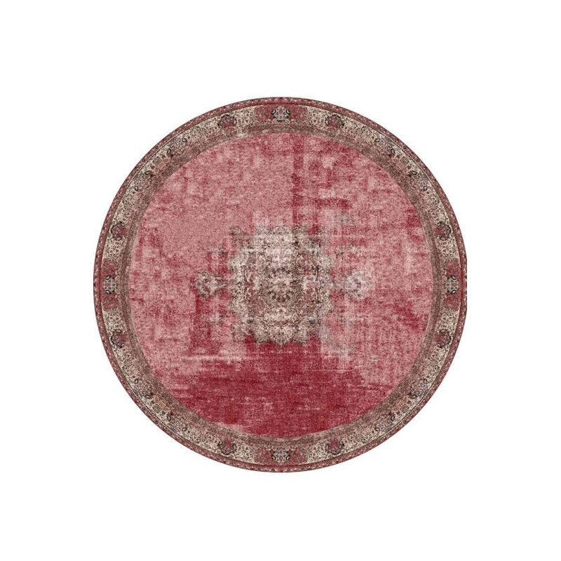 Tapis rouge à motif tissé rétro, Rectangle 3 pi 10 po x 5 pi 3 po