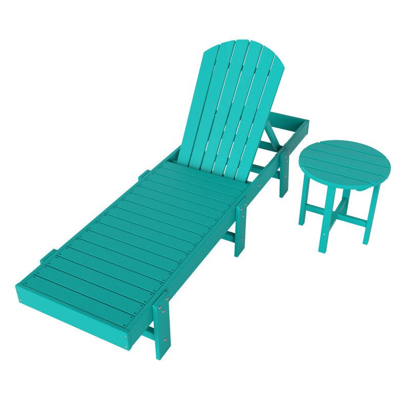 Altura Outdoor Chaise Lounge with Table, Turquoise