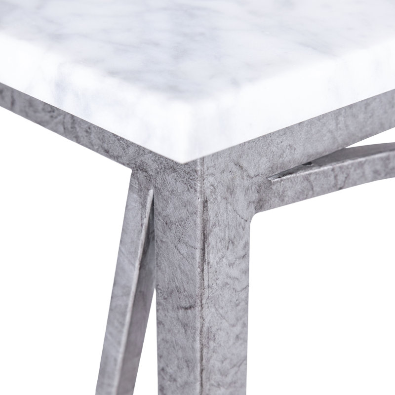 Petite 26" Console Table, Royal Silver, Carrera Marble