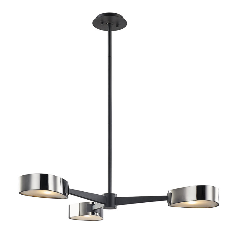 Allisio 3 - Light Sputnik Modern Linear Chandelier, Carbide Black/Black Chrome