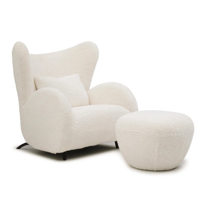 Oversized Teddy Upholstered Armchair & Ottoman Set for Living Room Bedroom