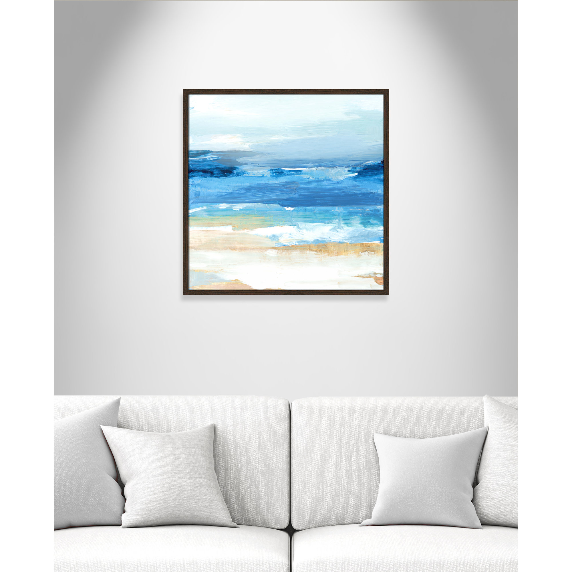 Surface Waves - Picture Frame Painting Print, 27.5" H x 27.5" W x 0.75" D, Walnut Framed