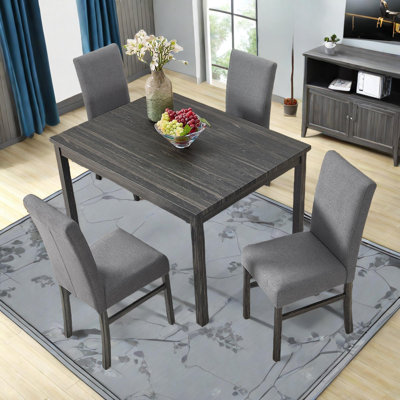 5 Pieces Dining Table Set Included One Rectangular Table And 4 Chairs