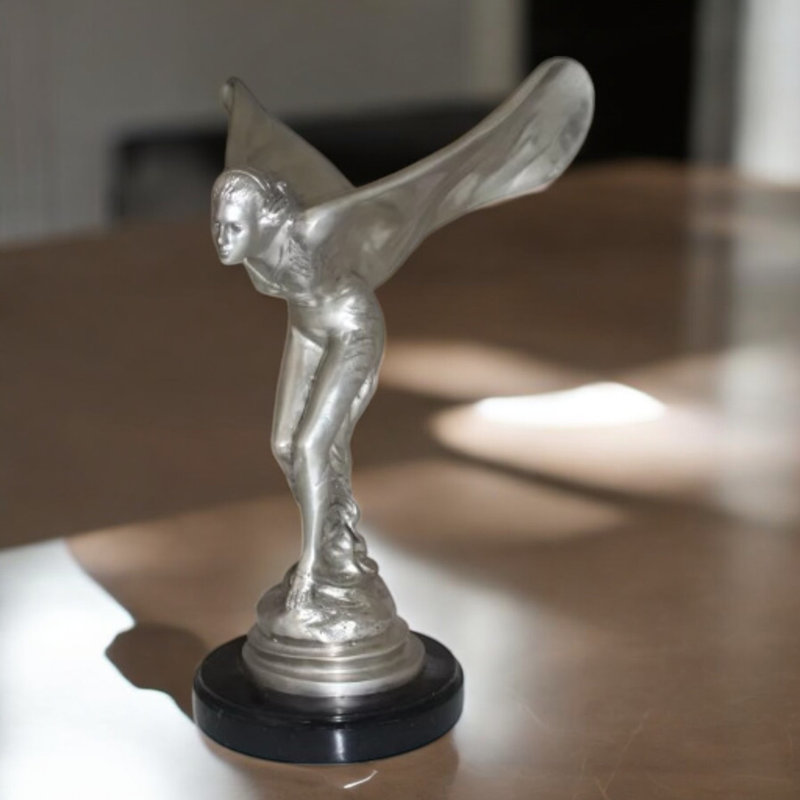 Rolls Royce Spirit of Ecstasy Small Bronze Statue - Mererid Flying Lady Sculpture, 9"L x 9"W x 14"H