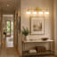 Dimmable Bathroom Wall Light with White Glass Shades-907329100-907329097-907329102