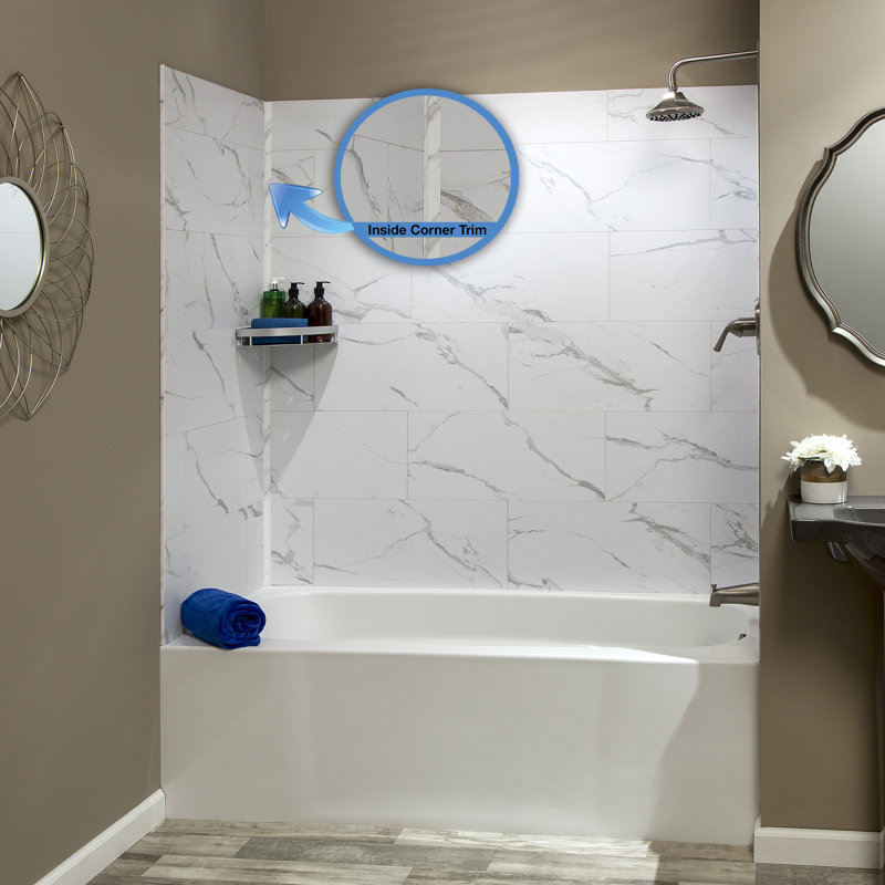 Palisade 94 in. Inside Corner Trim, Carrara Marble