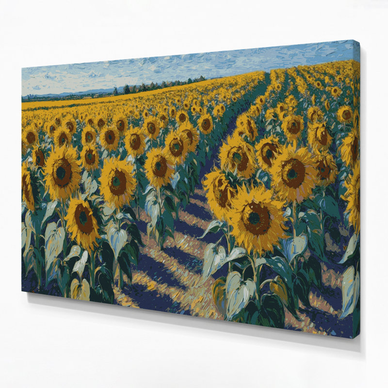 «Farm Corner Sunflowers», art mural sur toile grise, H 16 po x l 20 po