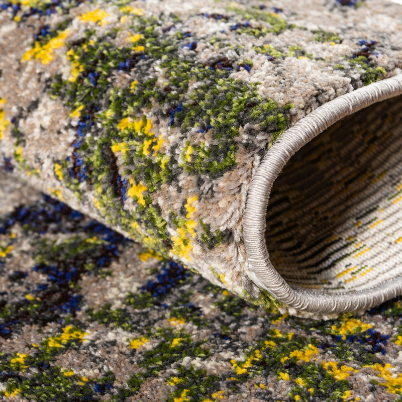 Eddins Washable Abstract Indoor Rug, Round 8'