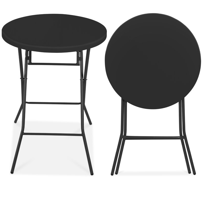 Black Round Metal Folding Table for Indoor Outdoor Use