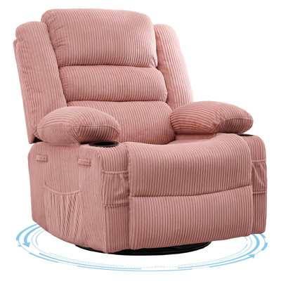 Upholstered Corduroy Swivel Recliner
