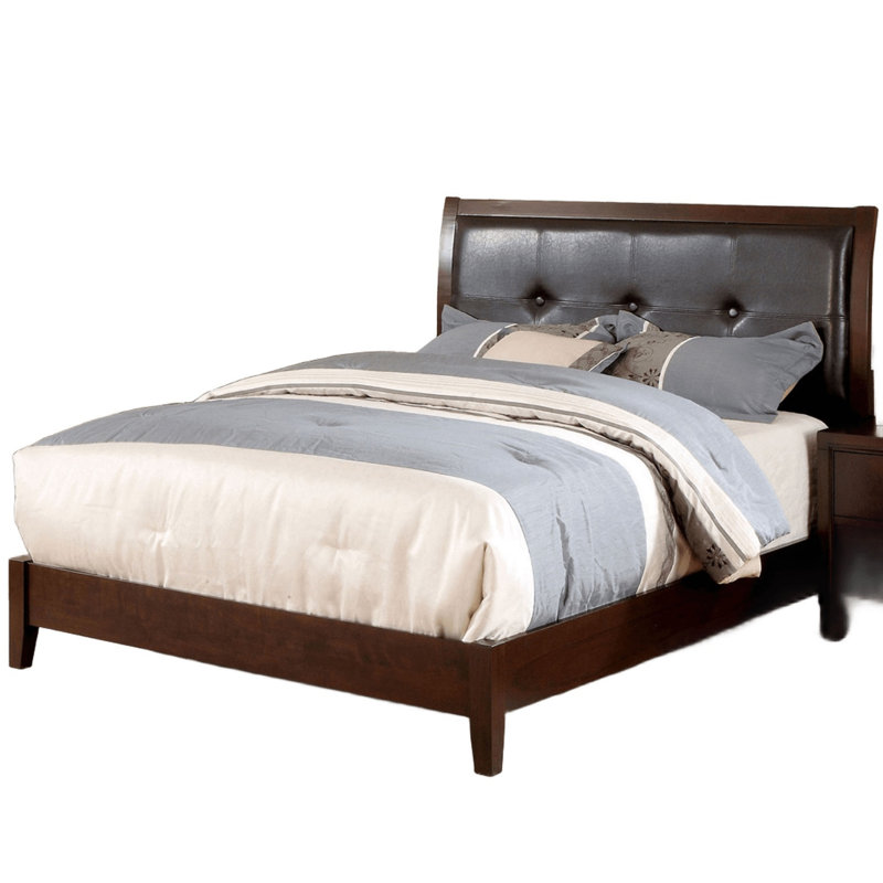 Lit contemporain en bois massif de cerisier brun, tête de lit, ensemble de lattes pour lit de décor de chambre à coucher