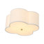 Plafonnier encastré tambour 4 lumières en tissu de lin blanc 4 lumières