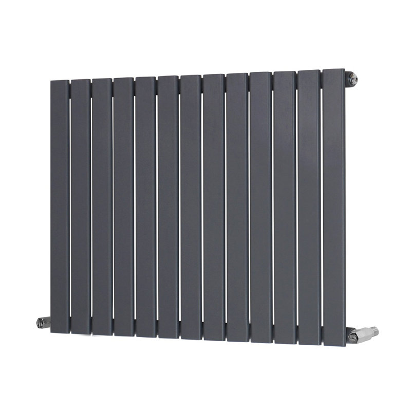 Adah Horizontal Single Flat Panel Radiator, 600mm H x 884mm W x 52mm D, Anthracite, 1