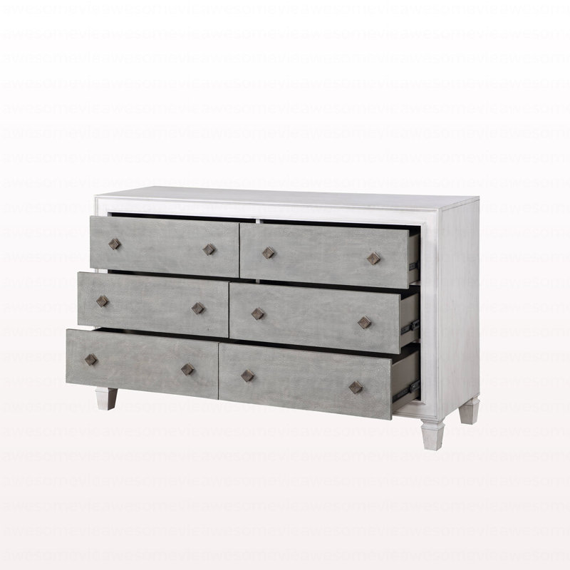 Commode moderne rustique gris et blanc vieilli