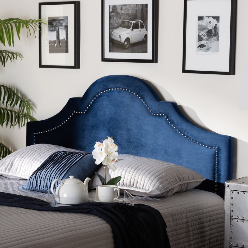 Michelly Upholstered Headboard, Navy Blue, Twin