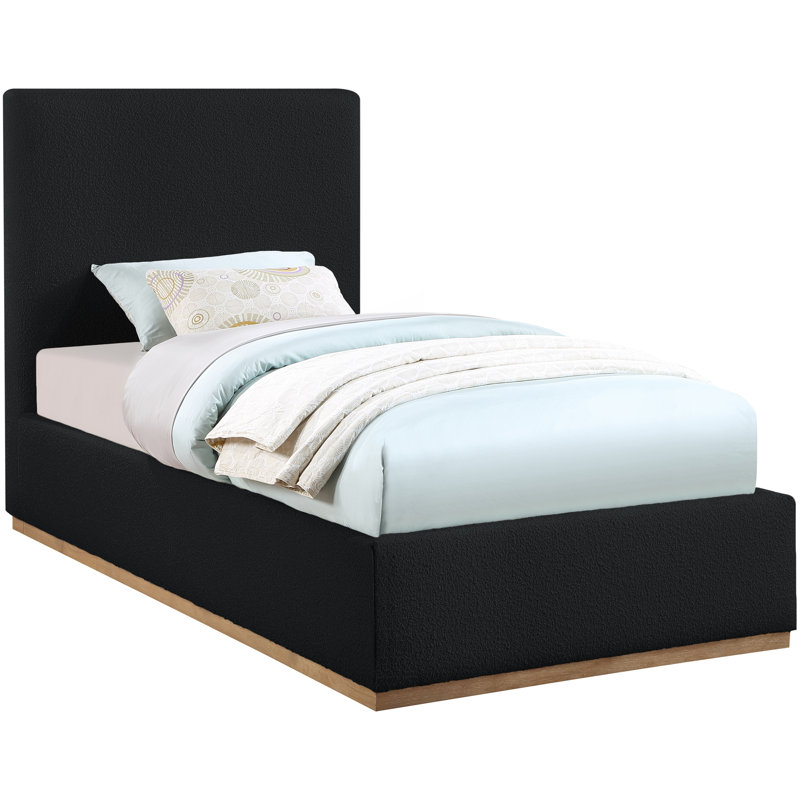 Lit en tissu Monaco Piero Boucle, Simple, Tissu bouclé noir