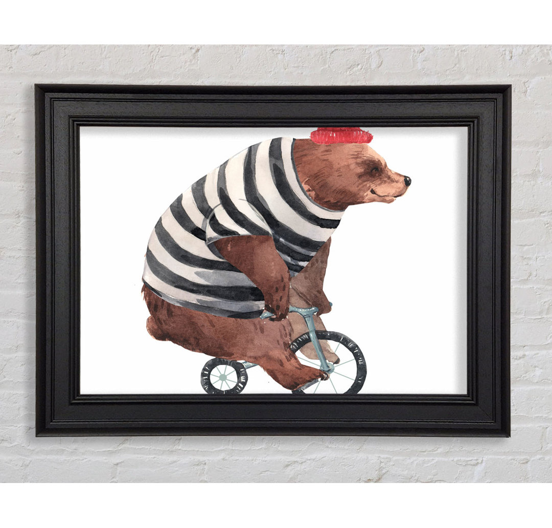 Gerahmtes Leinwandbild Bear On A Bike