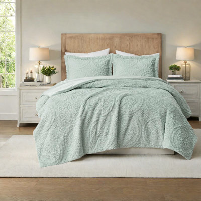 Ensembles de literie en polyester ultra moelleux, style médaillon brodé pour la maison
