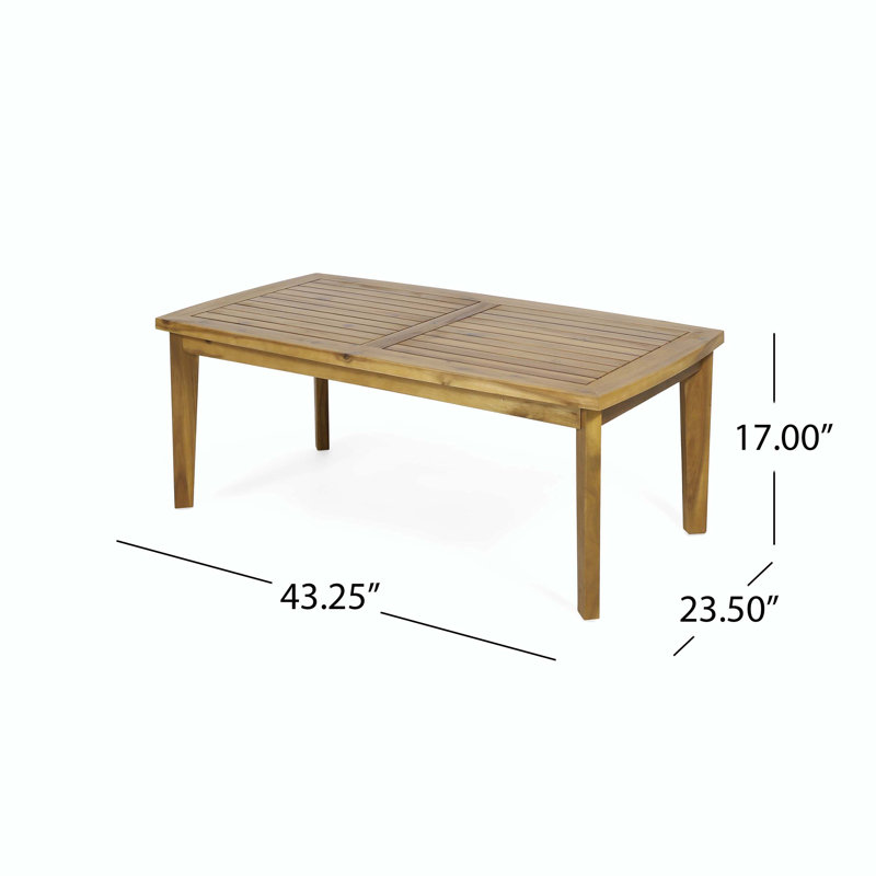 Kerstanski Rectangular Acacia Outdoor Coffee Table , 43.25'' in. W 23.5'' in. D