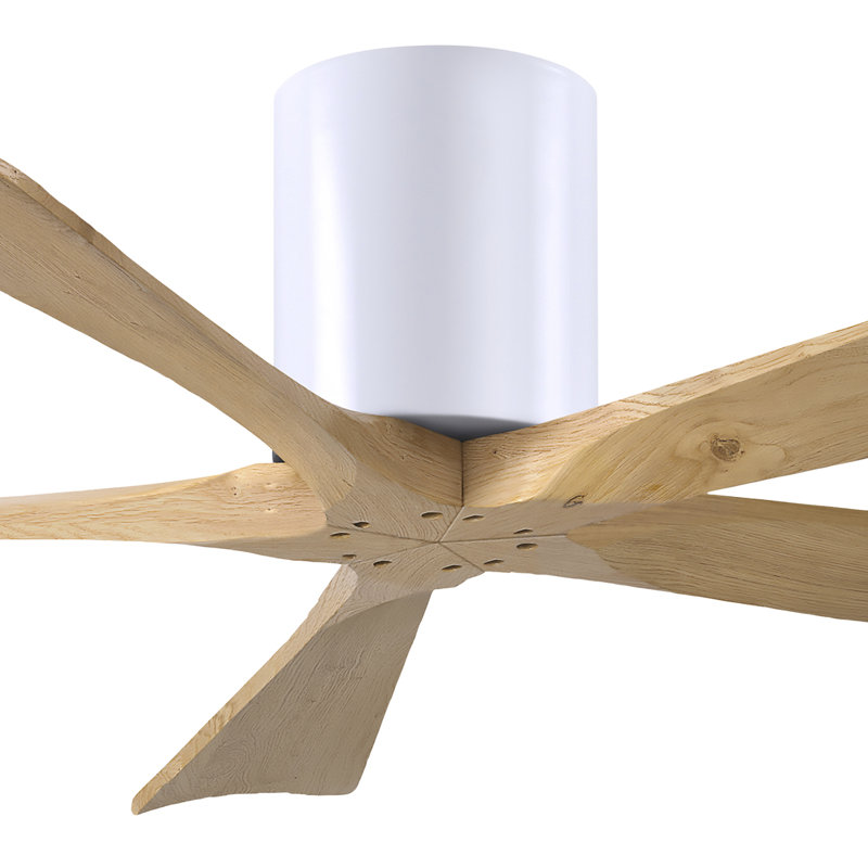 60" Irene 5-Blade Hugger Ceiling Fan with Wall Remote, Textured Bronze, 52", Light Maple Tone