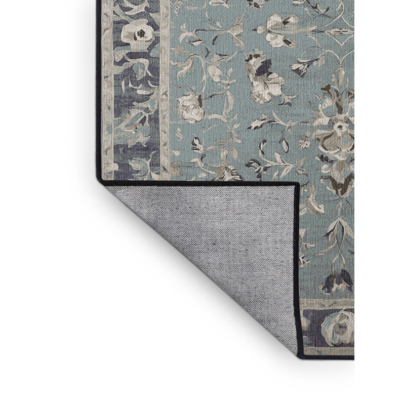 Tapis gris lavable à la machine, Rond 5 pi