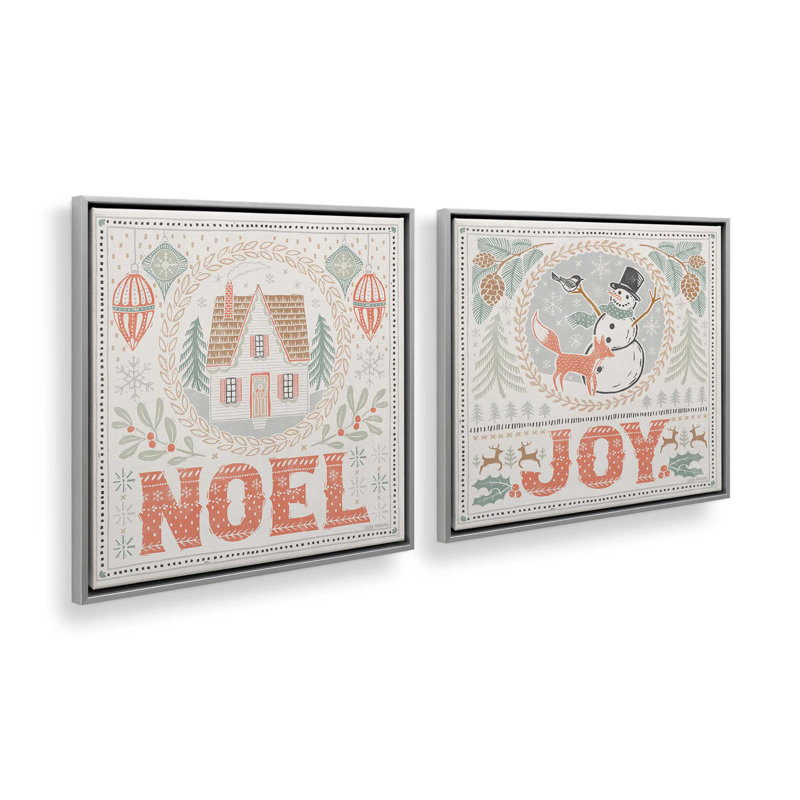 «Woodland Holiday Joy», ensemble de 2 impressions sur toile, H 13 po x l 26 po, Impression encadrée sans passe-partout