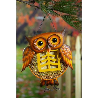 Metal Mesh Bird Feeder With Suet Feeder Centre, Owl
