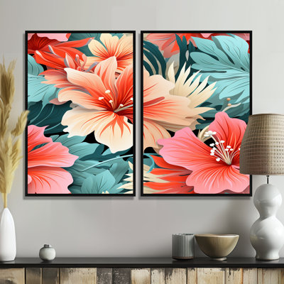 Ensemble de 2 décorations murales Coral Mirage Vi Tropical - Peach