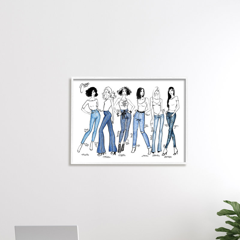 Denim par Decades, mode féminine - bleu / blanc - impression, Toile tendue, H 24 po x l 30 po x 1,5 po