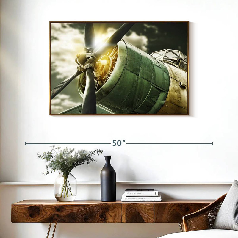 Vue du ciel de l'ancien avion, Cadre flottant doré, 37 po x 25 po