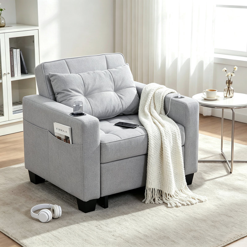 Fauteuil d'appoint à dossier convertible simple Marcio, null