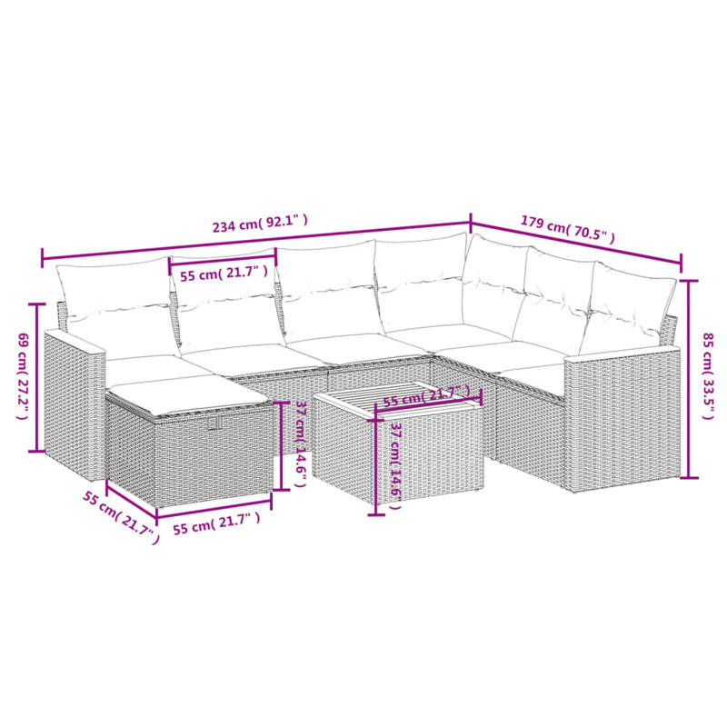Vidaxl Garden Sofa Set Grey