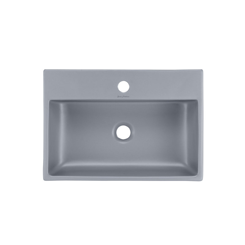Lavabo vasque rectangulaire en céramique Claire 20, Gris mat