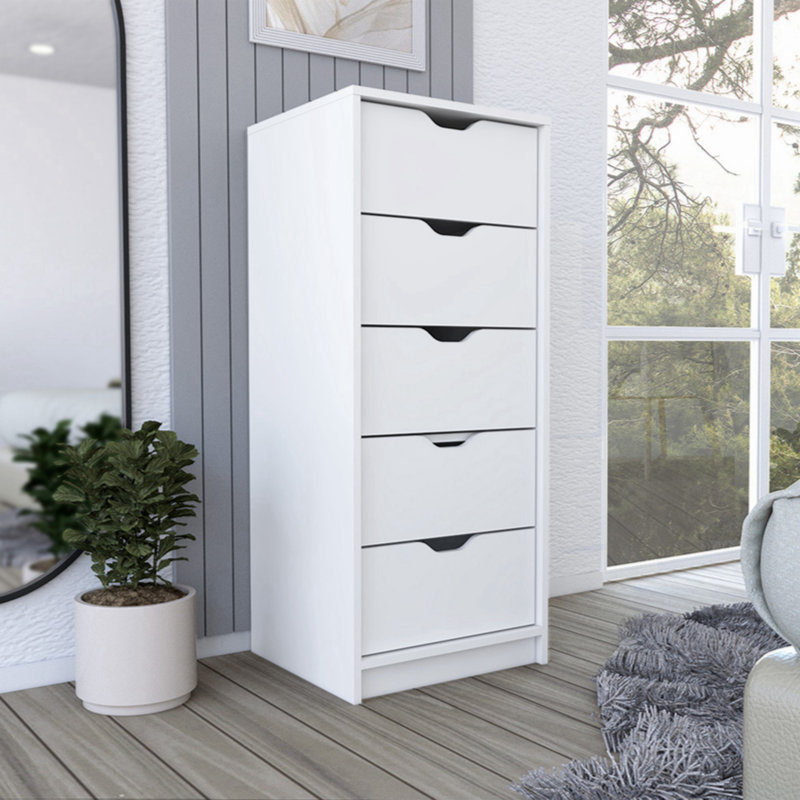 Keemia 17.8972'' W 5 - Drawer Dresser, White