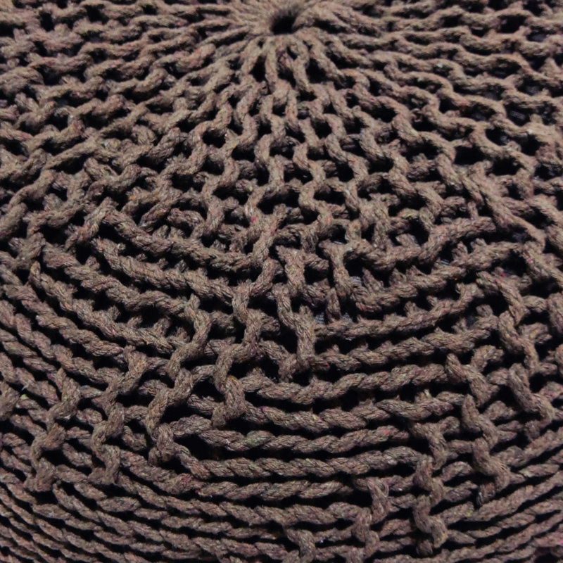Pouf, 20 W, D, 14 H, Brown, Modern Knit Cover, Simple Cleaning Tall Brown Weave Wide Deep, Design For Room