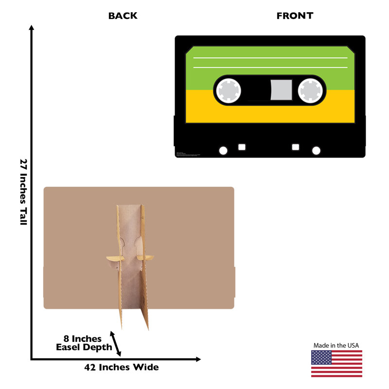 Retro Cassette Tape Cardboard Cutout 27 x 42 Inches