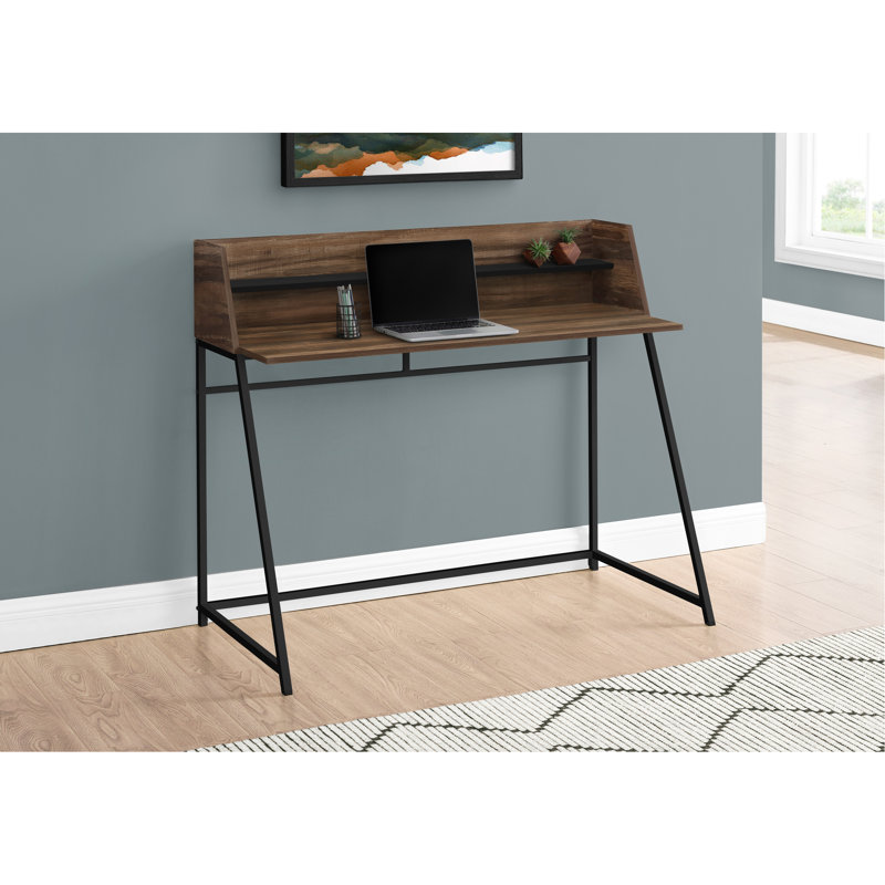 Bureau d'ordinateur, bureau personnel, ordinateur portable, tablettes de rangement, L 48 po, travail, stratifié brun, contemporain, moderne