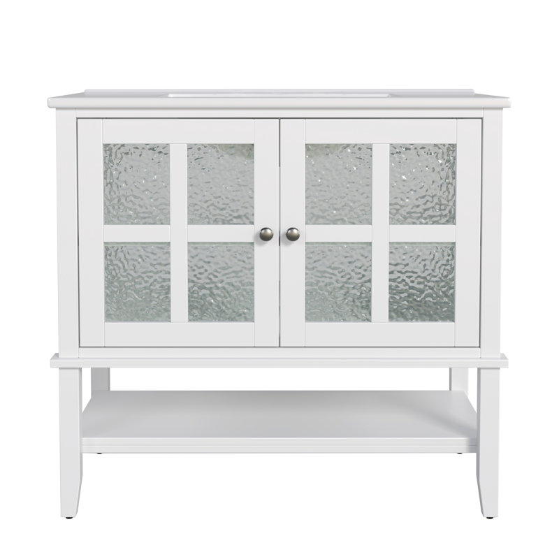 Meuble-lavabo 36 po avec lavabo en céramique, Blanc