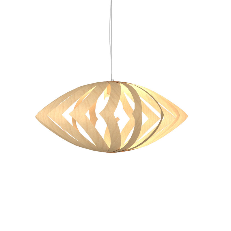 Luminaire suspendu géométrique unique à 1 lumière Versátil, H 13,65 po x l 26,52 po x P 26,52 po, Érable