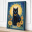 Sacred Cat with Sunflowers Eclectic 1 Piece Wrapped Canvas Wall Art-1659227569-1659227575
