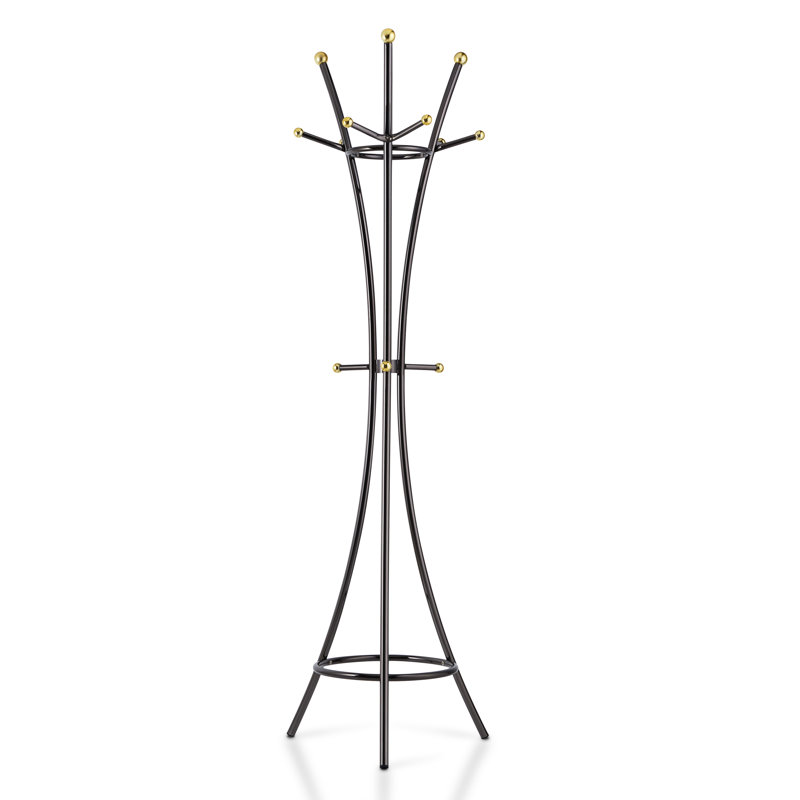 Freestanding 10 - Hook Coat Rack, Black
